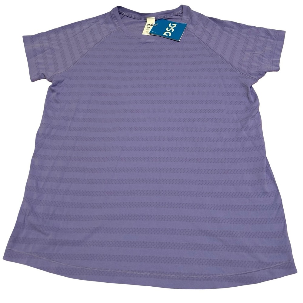 DSG Perforated Stripe Active T-Shirt Purple Sz XL (16) NWT